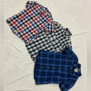 Abercrombie Mens Plaid Button-Down Shirts - Red, Blue, Black